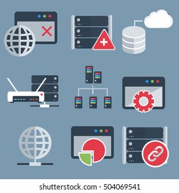 Database server and networking icon vector set