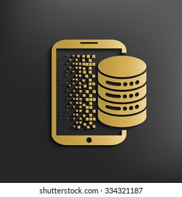 Database server on dark background,clean vector
