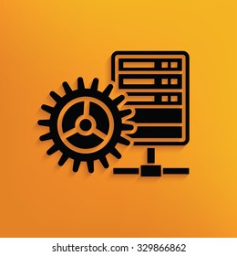 Database server on yellow background,clean vector