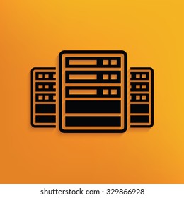 Database server on yellow background,clean vector