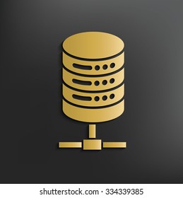 Database server on yellow background,clean vector