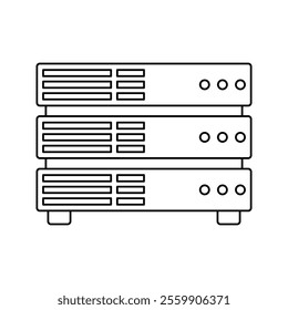 Database Server Outline Icon with black color palette in outline style. perfect for designs with a theme of cyber security and internet and device protection software
