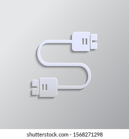 Database, server, plug in paper style, icon. Paper style vector icon