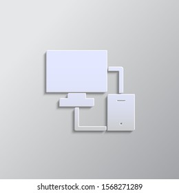 Database, server, responsive paper style, icon. Paper style vector icon