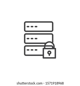 Database, server security line icon. linear style sign for mobile concept and web design. Data protection lock outline vector icon. Symbol, logo illustration. Vector graphics