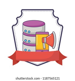 database server smartphone megaphone advertising