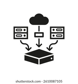 Database, server solid icon. Cloud storage symbol. Data integration vector illustration in flat style