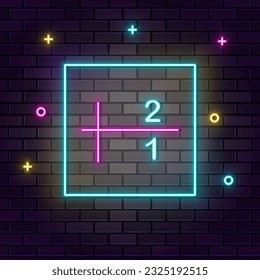 Database, server, sort, neon on brick dark wall