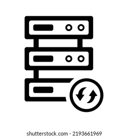 Database, server, update icon. Black vector illustration.