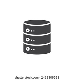 Datenbankserver-Vektorsymbol. volles Flachzeichen für mobiles Konzept und Webdesign. Symbol für die Glyphe des Datenservers. Symbol, Logo-Abbildung. Vektorgrafik