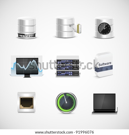 database and server vector icon set