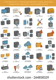 Database server,Data analysis,File share,Cloud computing,Computer icons,Three dimension design,clean vector