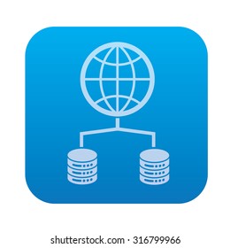 Database server,network icon on blue background,clean vector