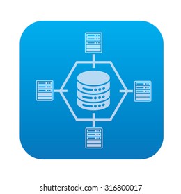 Database server,network icon on blue background,clean vector
