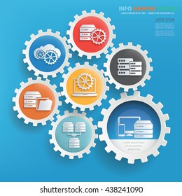 Database server,network info graphic design on blue background,vector