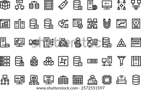 Database and servers icons High-Quality Vector Icons Collection with Editable Stroke. Ideal for Professional and Creative Projects.