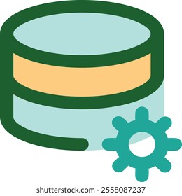 Database setting icon illustrating configuration and optimization of data systems. Perfect for visuals on database management, system tuning, data security, and enhancing performance and reliability.