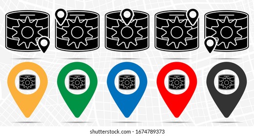 Database, setting icon in location set. Simple glyph, flat illustration element of web design development theme icons