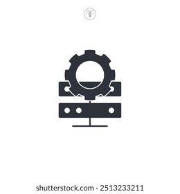 Ilustración vectorial del icono del ajuste de la base de datos aislada en el fondo blanco