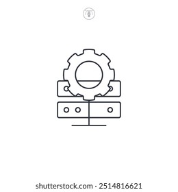 Ilustración vectorial del icono del ajuste de la base de datos aislada en el fondo blanco