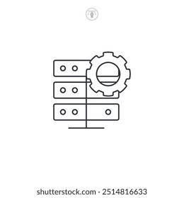 configuração de banco de dados ícone símbolo vetor ilustração isolado no fundo branco