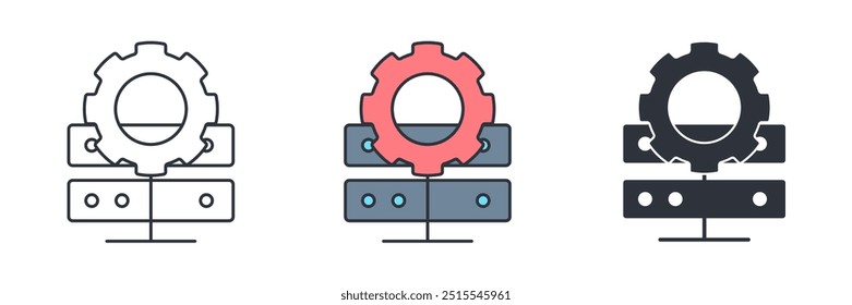 Ilustración vectorial del icono del ajuste de la base de datos aislada en el fondo blanco