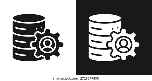 Icono De Configuraciones De Base De Datos En Estilo Glifo Blanco Y Negro