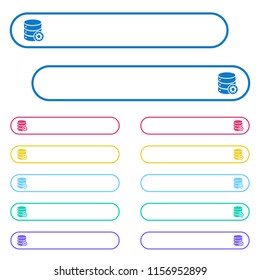 Database settings icons in rounded color menu buttons. Left and right side icon variations.