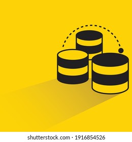 database with shadow on yellow background