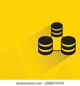 database with shadow on yellow background