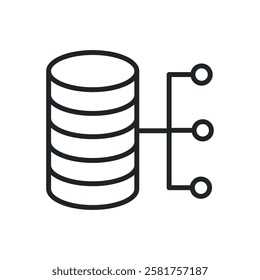 Database share thin line icons. Perfect pixel on transparent background