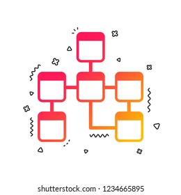 Database sign icon. Relational database schema symbol. Colorful geometric shapes. Gradient database icon design.  Vector