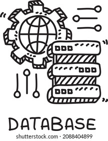 Datenbank. Skizzenhafte, handgezeichnete Vektorgrafik.