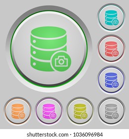 Database snapshot color icons on sunk push buttons