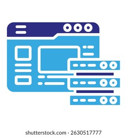 Database solid dual color icon. Simple vector icon design in solid color style. Editable vector format