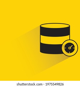 database and speedometer shadow on yellow background