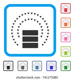 Database Sphere Shield icon. Flat gray iconic symbol in a light blue rounded frame. Black, gray, green, blue, red, orange color variants of Database Sphere Shield vector.