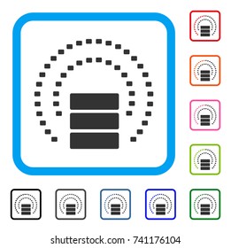 Database Sphere Shield icon. Flat grey iconic symbol in a light blue rounded square. Black, gray, green, blue, red, orange color additional versions of Database Sphere Shield vector.