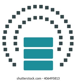 Database Sphere Shield vector toolbar icon. Style is bicolor flat icon symbol, soft blue colors, white background, square dots.