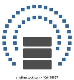 Database Sphere Shield vector toolbar icon. Style is bicolor flat icon symbol, cobalt and gray colors, white background, square dots.