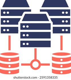 Database Storage Icon Glyph Color Vector Illustration