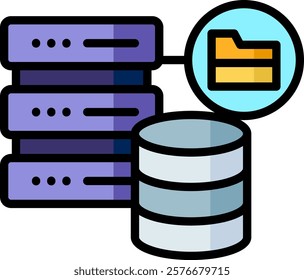 Database Storage Icon Lineal Color Vector Illustration