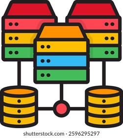 Database Storage Icon Lineal Color Vector Illustration
