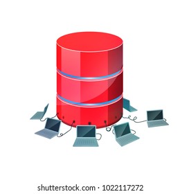 Database storage with laptops vector illustration
