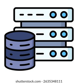 Database storage lineal color icon. Simple vector icon design in lineal color style. Editable vector format
