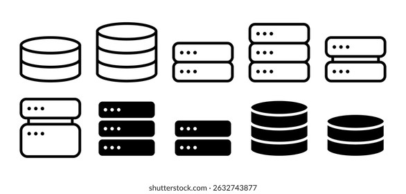 Database storage server sign vector icon set