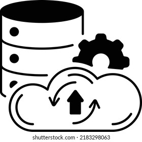 database stored as a managed service Vector Icon Design, Cloud Processing Symbol, Computing Services Sign, Web Services and Data Center stock illustration, cloud based data warehouse Concept