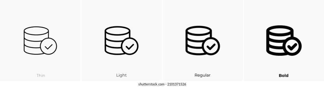 database success icon. Thin, Light Regular And Bold style design isolated on white background