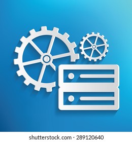 Database symbol on blue background,clean vector