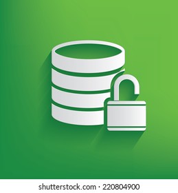 Database symbol on green background,clean vector